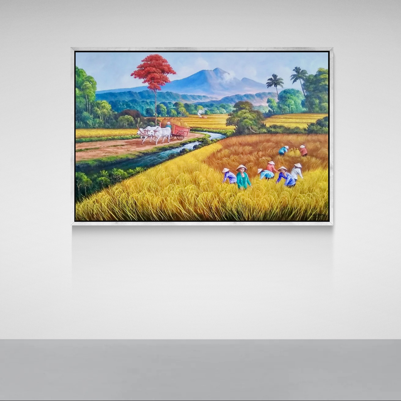 Golden Harvest Under the Crimson Tree